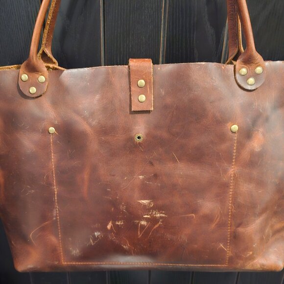Large leather cow hide tote - Picture 4 of 10